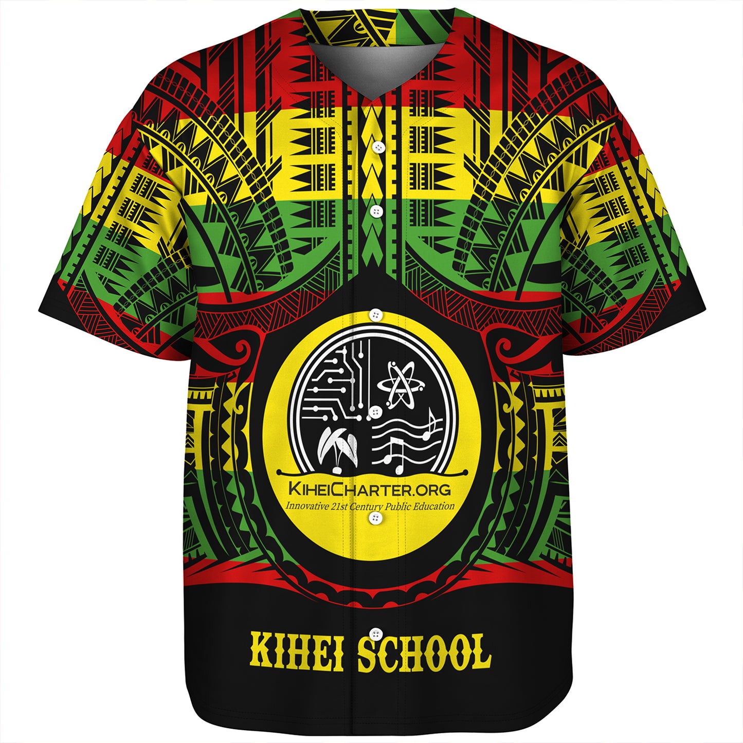 Hawaii Baseball Shirt Kihei Charter School Reggae Color Polynesian