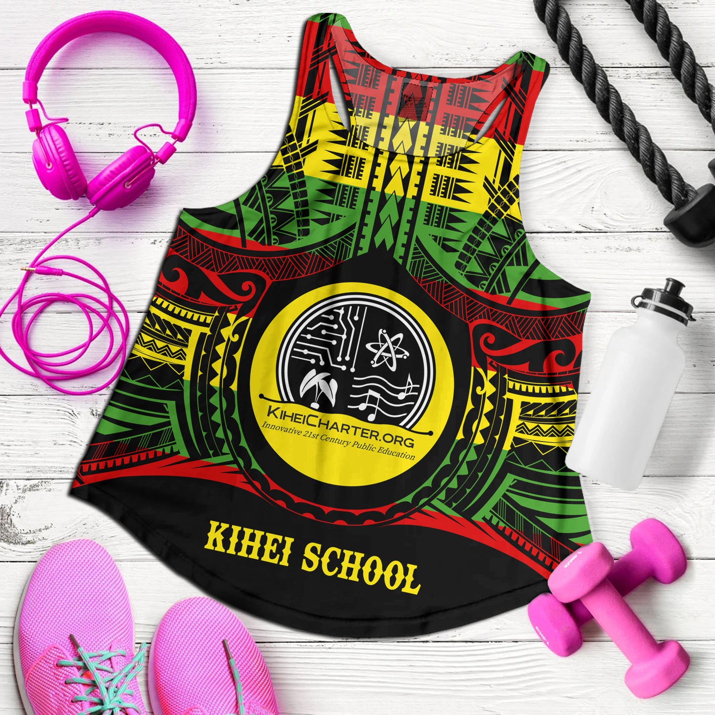 Hawaii Women Tank Kihei Charter School Reggae Color Polynesian