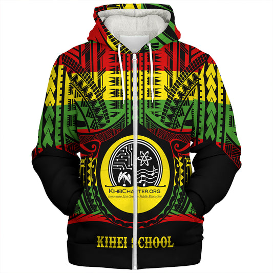 Hawaii Sherpa Hoodie Kihei Charter School Reggae Color Polynesian