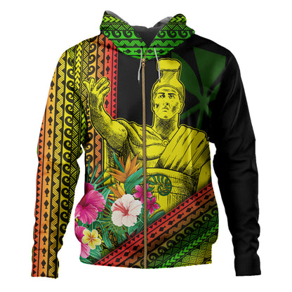 Hawaii Hoodie King Kamekameha Tropical Flowers Hawaii Polynesian