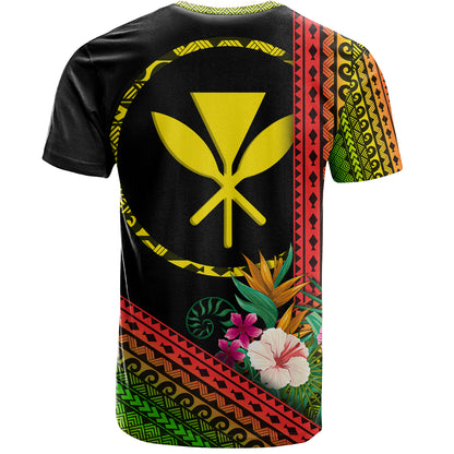 Hawaii T-Shirt King Kamekameha Tropical Flowers Hawaii Polynesian