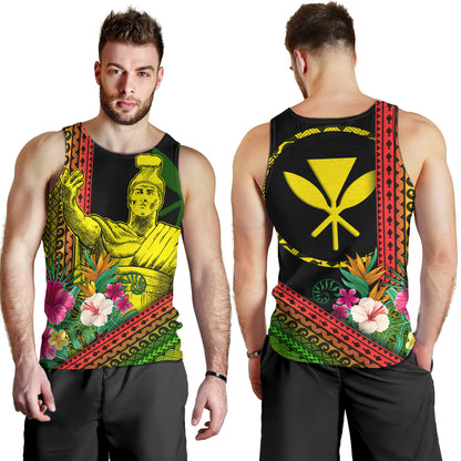 Hawaii Tank Top King Kamekameha Tropical Flowers Hawaii Polynesian