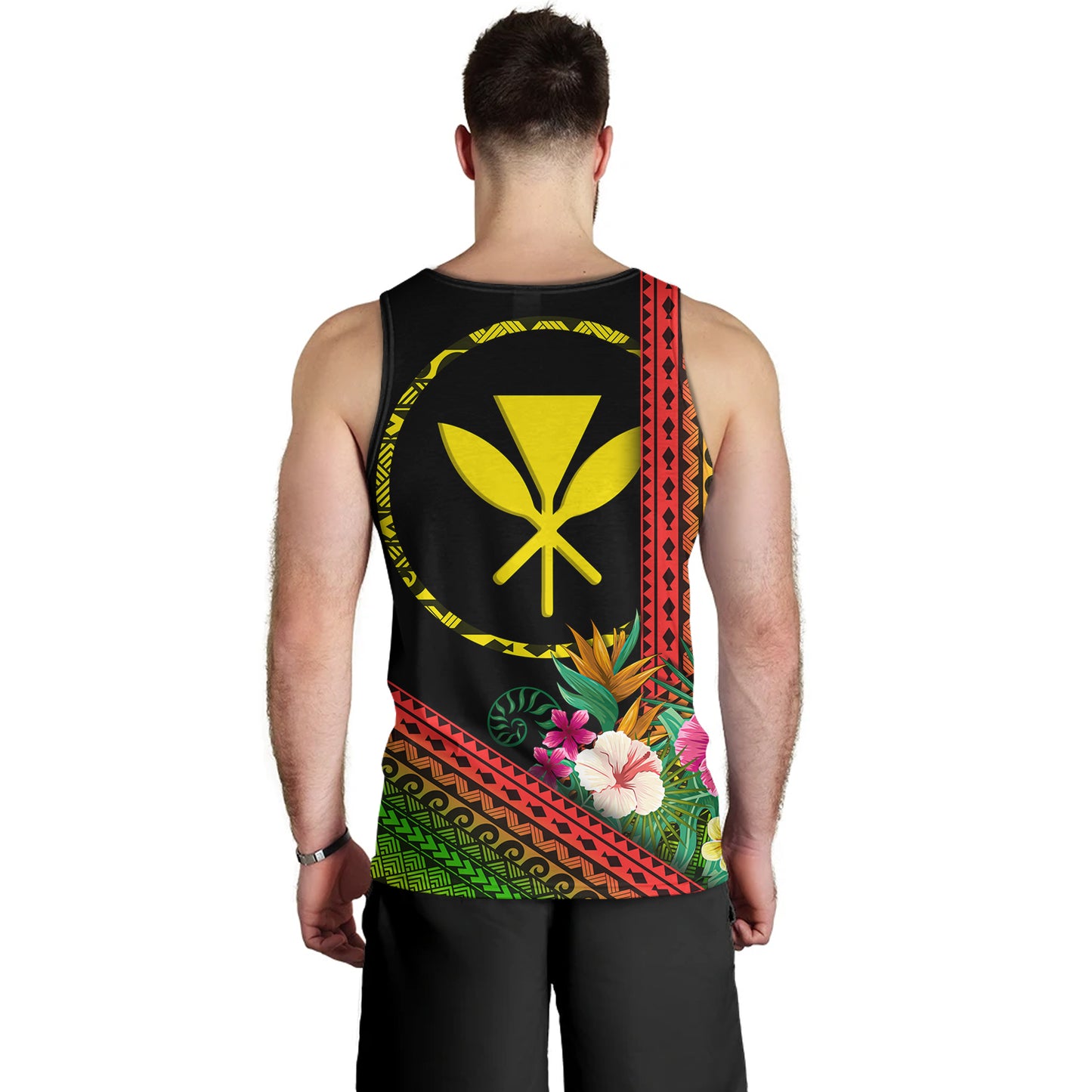 Hawaii Tank Top King Kamekameha Tropical Flowers Hawaii Polynesian