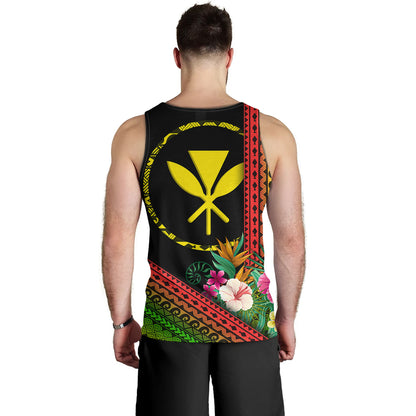 Hawaii Tank Top King Kamekameha Tropical Flowers Hawaii Polynesian