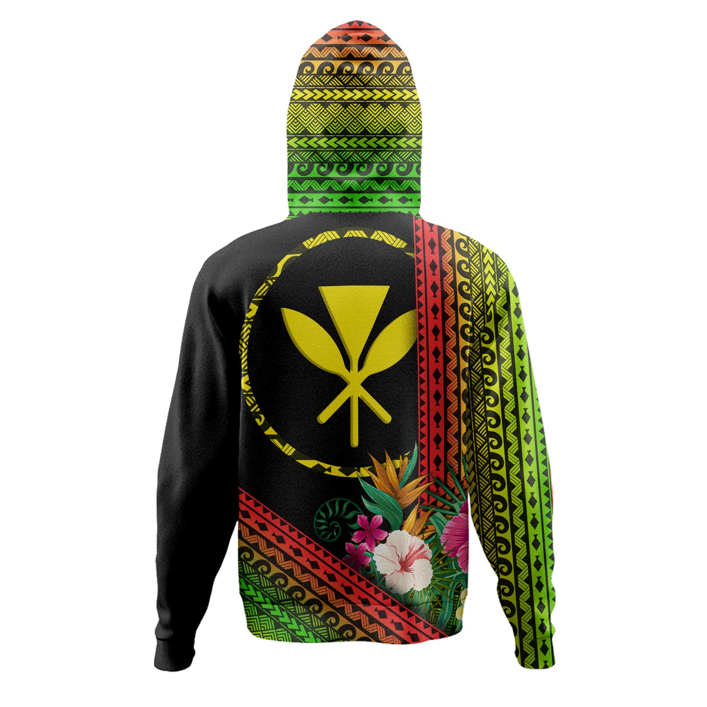Hawaii Hoodie King Kamekameha Tropical Flowers Hawaii Polynesian