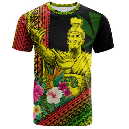Hawaii T-Shirt King Kamekameha Tropical Flowers Hawaii Polynesian