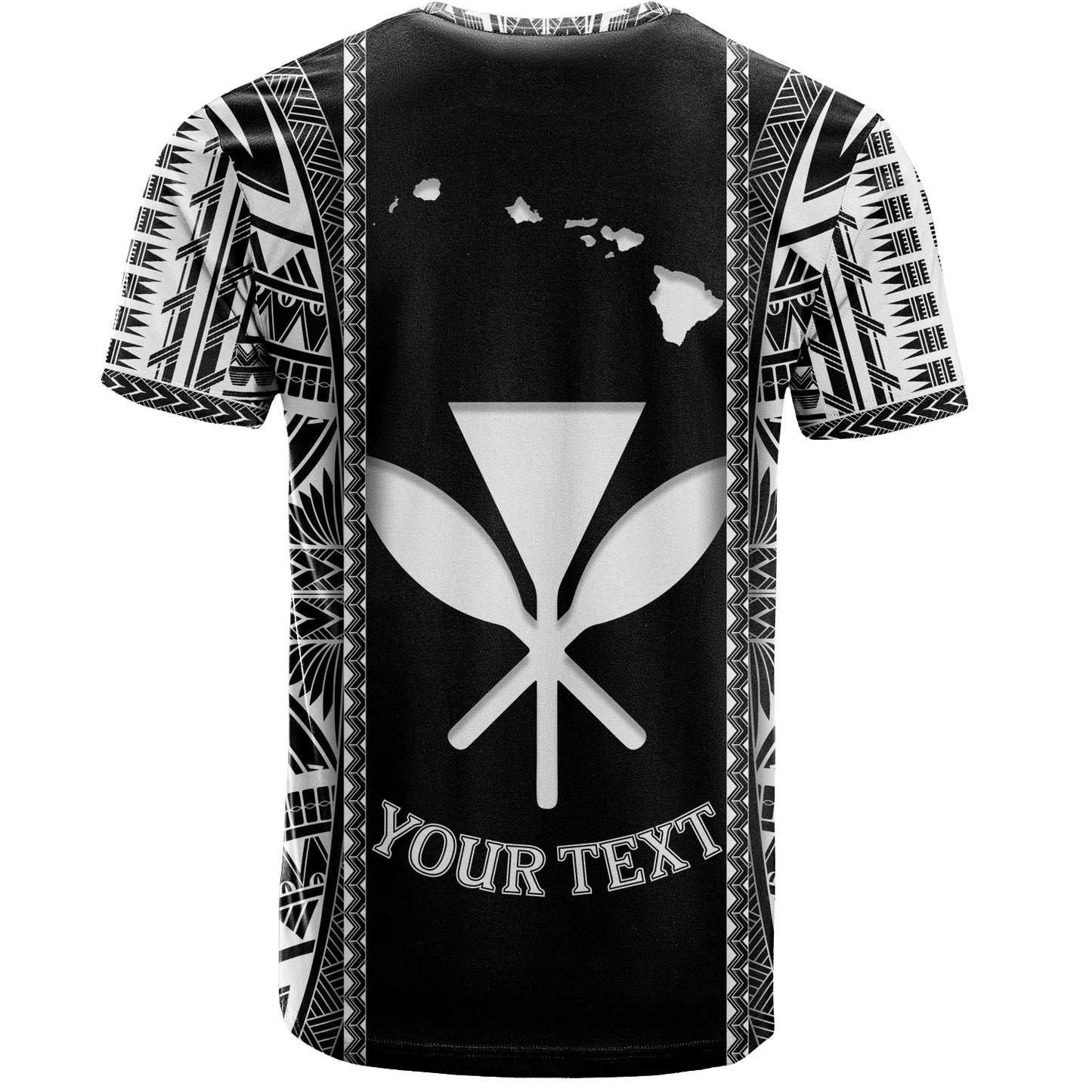 Hawaii Custom Personalised T-Shirt King Kamekameha Black and White Polynesian