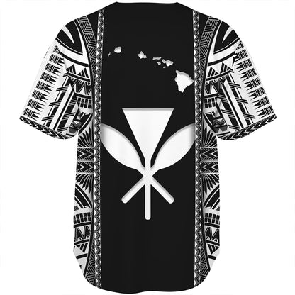 Hawaii Custom Personalised Baseball Shirt King Kamekameha Black and White Polynesian