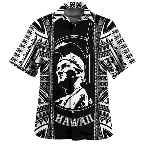 Hawaii Custom Personalised Hawaiian Shirt King Kamekameha Black and White Polynesian