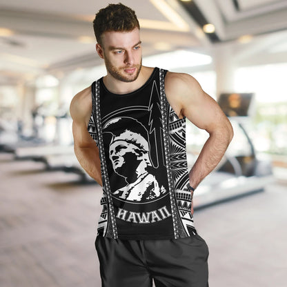 Hawaii Custom Personalised Tank Top King Kamekameha Black and White Polynesian