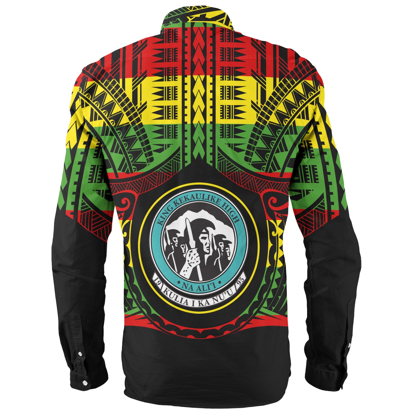 Hawaii Long Sleeve Shirt King Kekaulike High School Reggae Color Polynesian