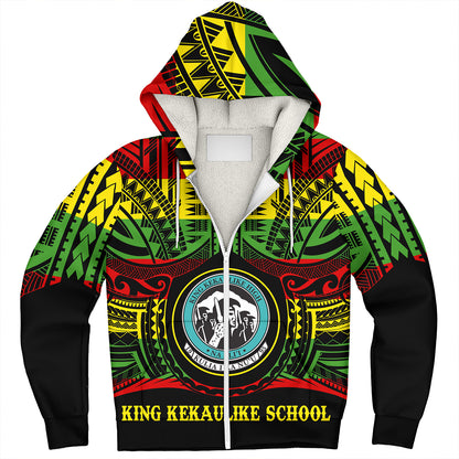 Hawaii Sherpa Hoodie King Kekaulike High School Reggae Color Polynesian