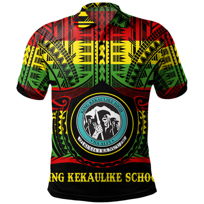 Hawaii Polo Shirt King Kekaulike High School Reggae Color Polynesian