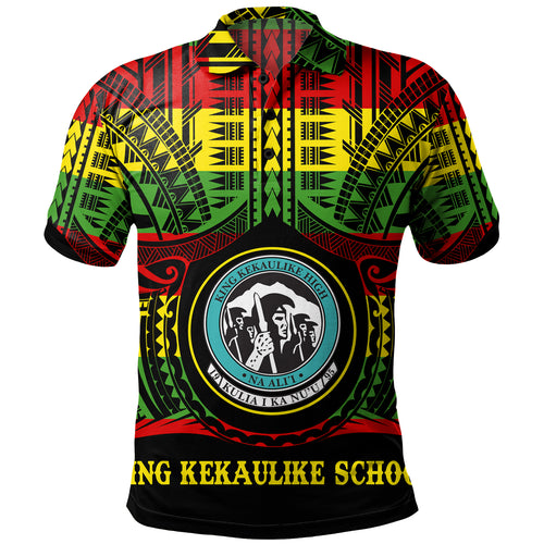 Hawaii Polo Shirt King Kekaulike High School Reggae Color Polynesian