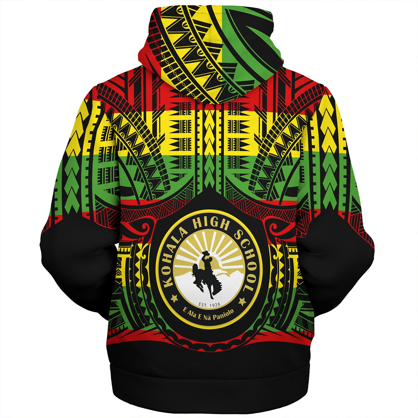 Hawaii Sherpa Hoodie Kohala High School Reggae Color Polynesian