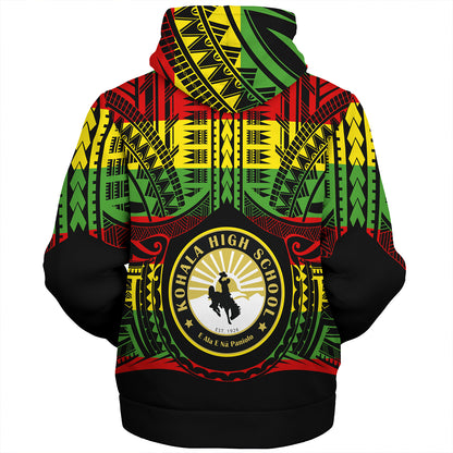 Hawaii Sherpa Hoodie Kohala High School Reggae Color Polynesian