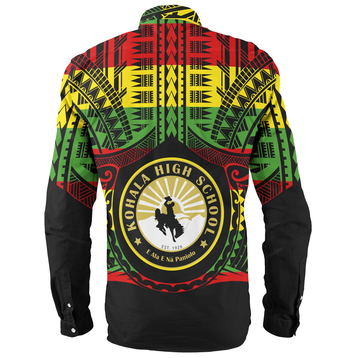 Hawaii Long Sleeve Shirt Kohala High School Reggae Color Polynesian