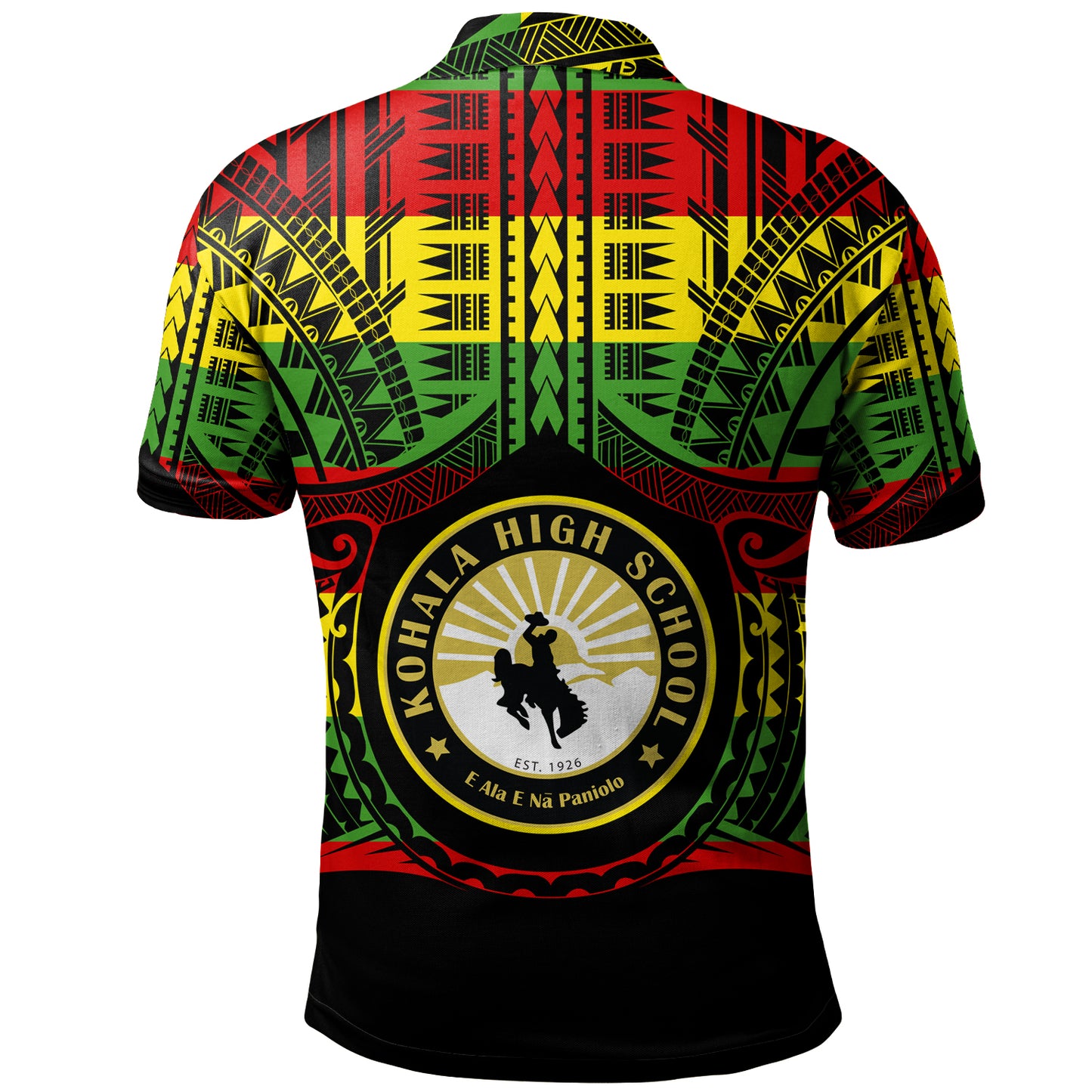 Hawaii Polo Shirt Kohala High School Reggae Color Polynesian