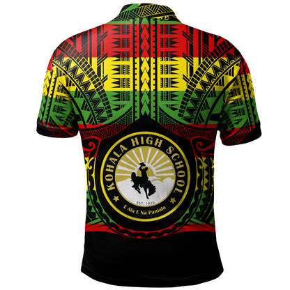 Hawaii Polo Shirt Kohala High School Reggae Color Polynesian