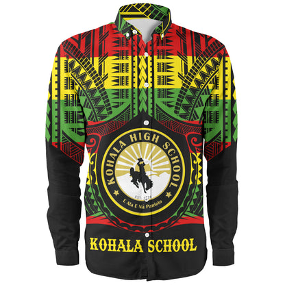Hawaii Long Sleeve Shirt Kohala High School Reggae Color Polynesian