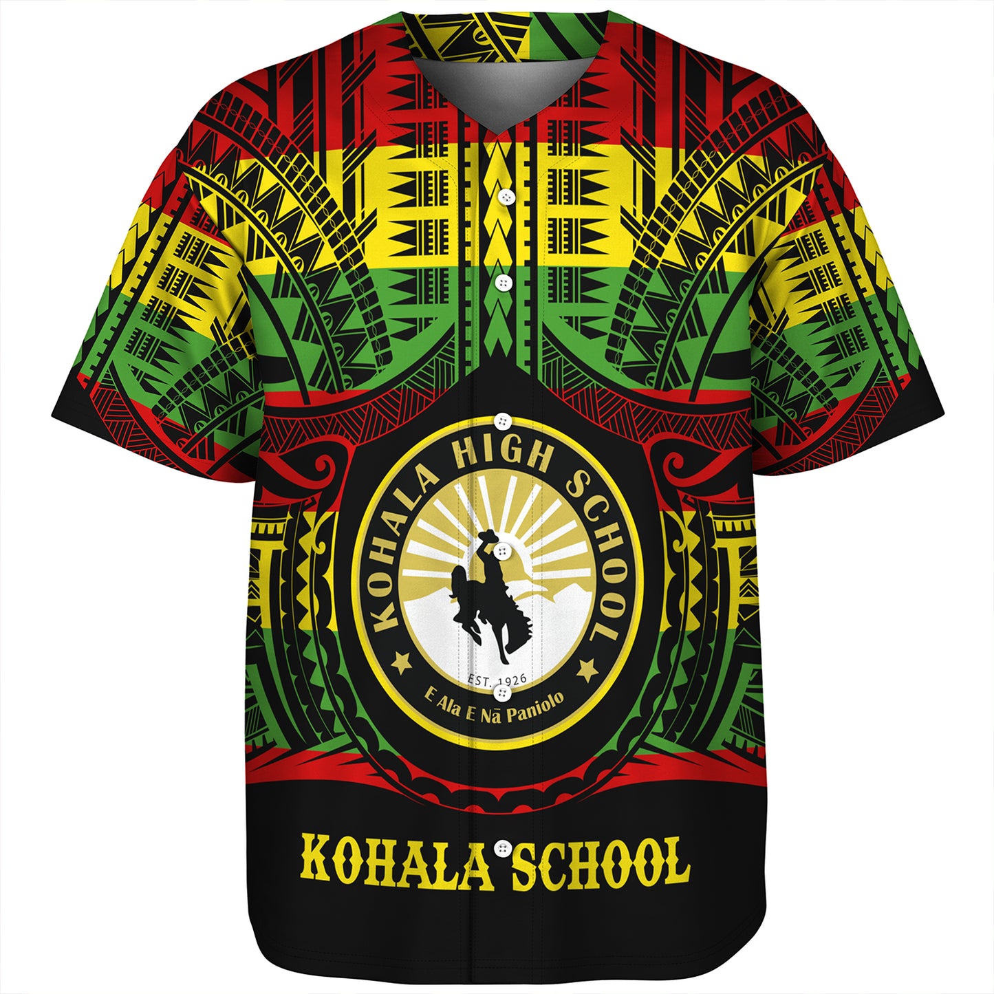 Hawaii Baseball Shirt Kohala High School Reggae Color Polynesian