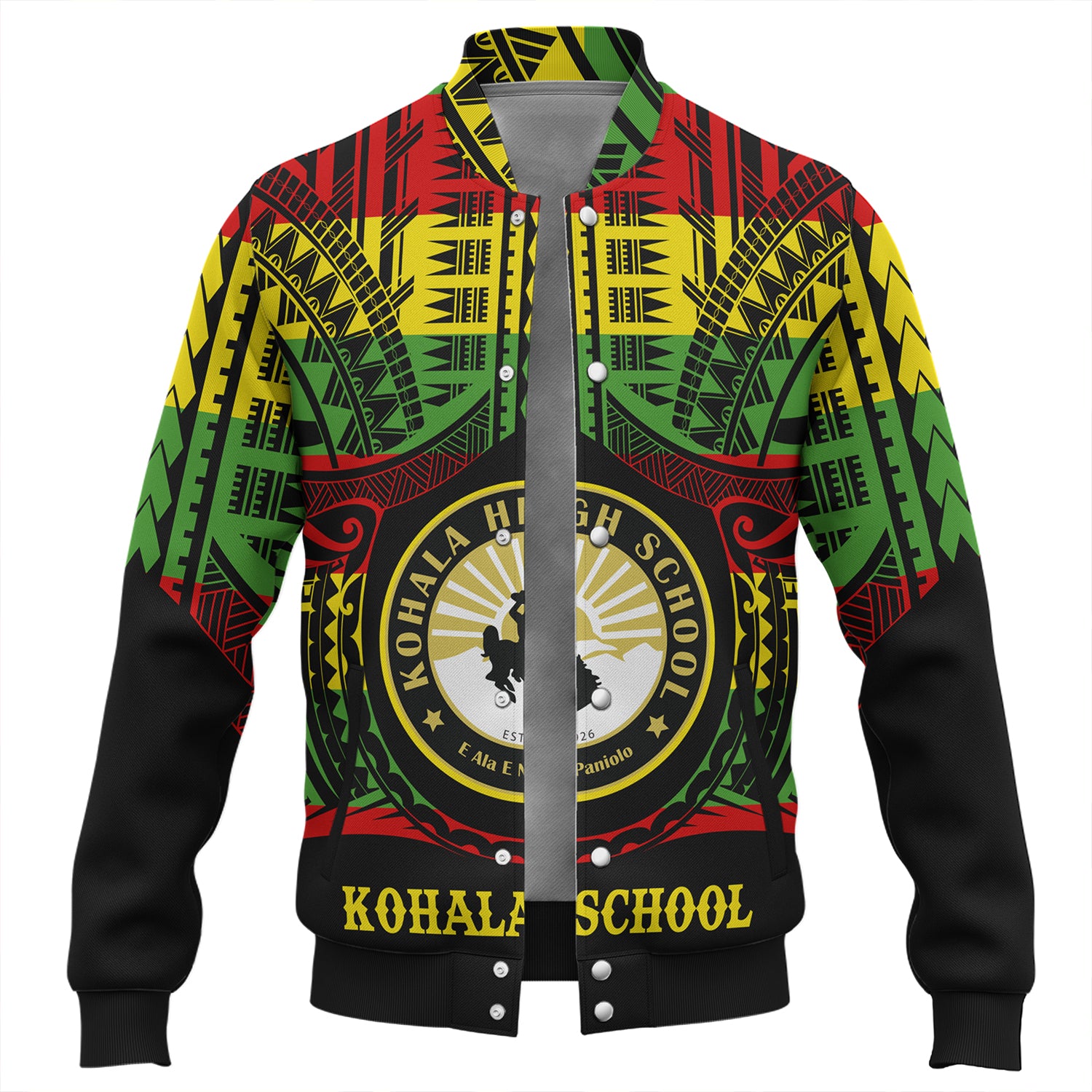 Hawaii Baseball Jacket Kohala High School Reggae Color Polynesian