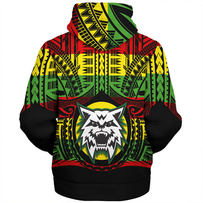 Hawaii Sherpa Hoodie Konawaena High School Reggae Color Polynesian