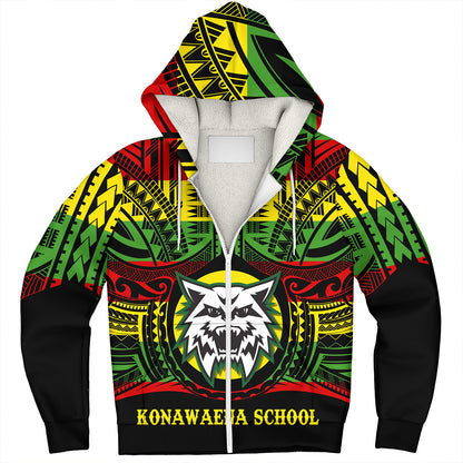 Hawaii Sherpa Hoodie Konawaena High School Reggae Color Polynesian