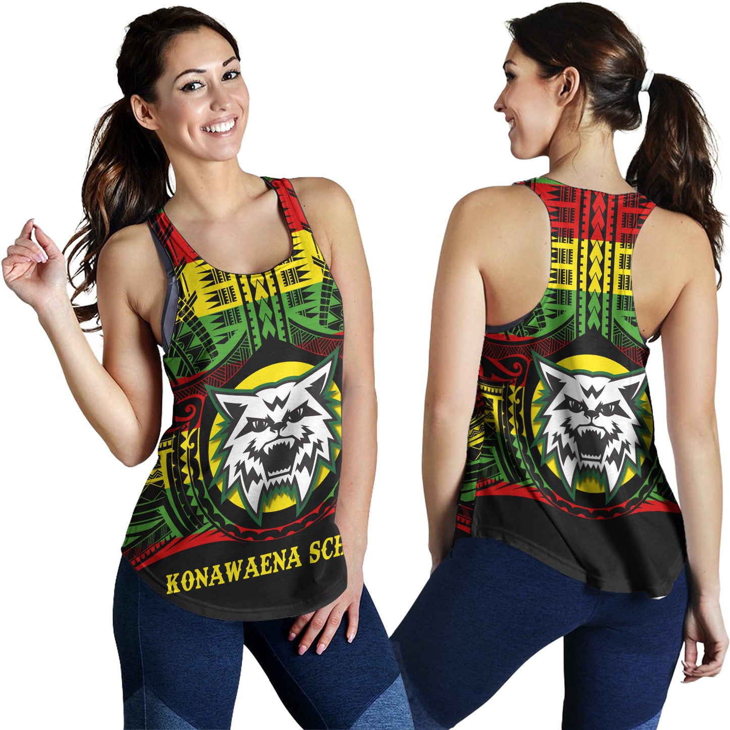 Hawaii Women Tank Konawaena High School Reggae Color Polynesian