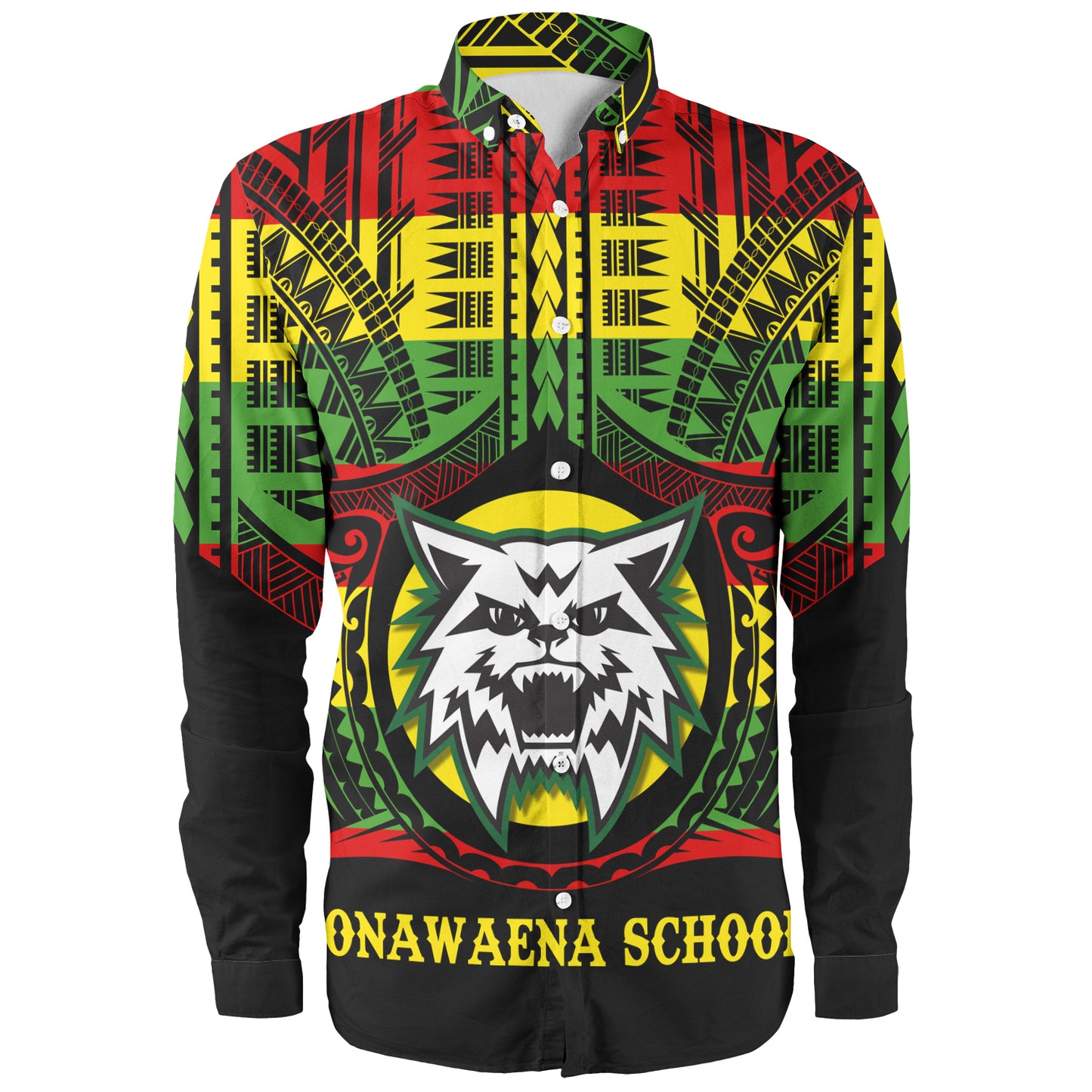 Hawaii Long Sleeve Shirt Konawaena High School Reggae Color Polynesian