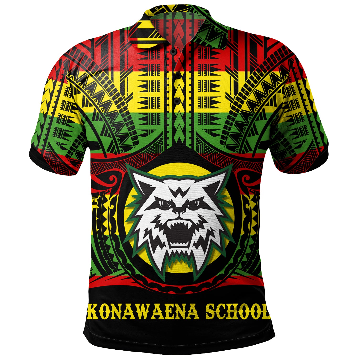 Hawaii Polo Shirt Konawaena High School Reggae Color Polynesian