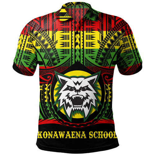 Hawaii Polo Shirt Konawaena High School Reggae Color Polynesian