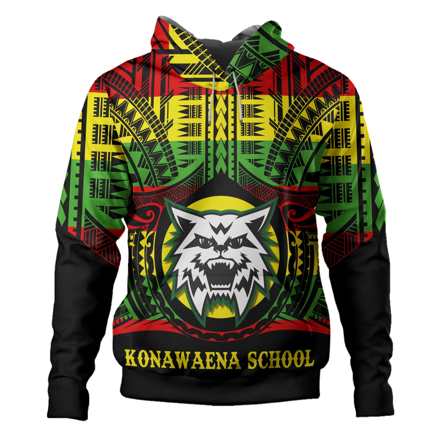 Hawaii Hoodie Konawaena High School Reggae Color Polynesian
