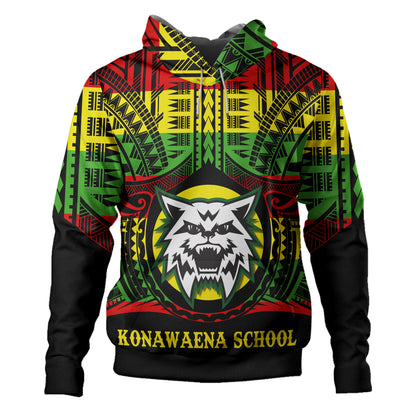 Hawaii Hoodie Konawaena High School Reggae Color Polynesian