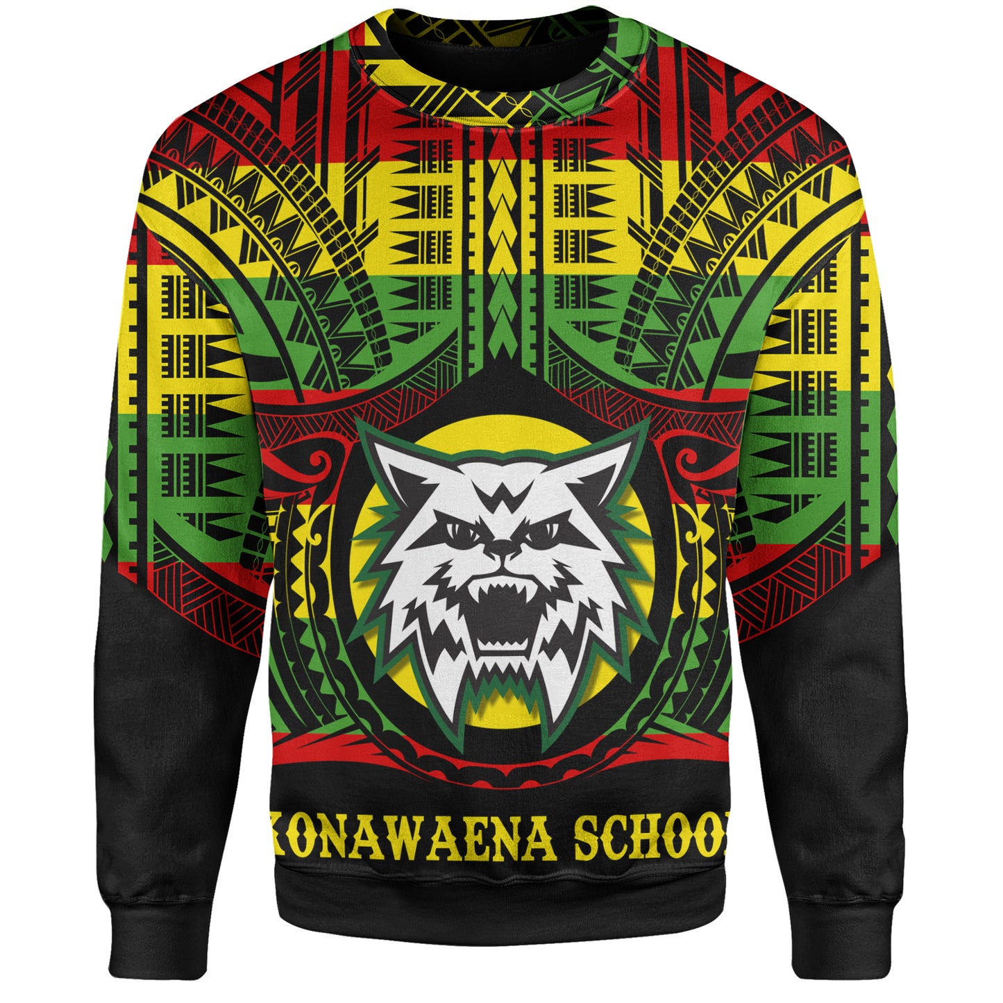 Hawaii Sweatshirt Konawaena High School Reggae Color Polynesian