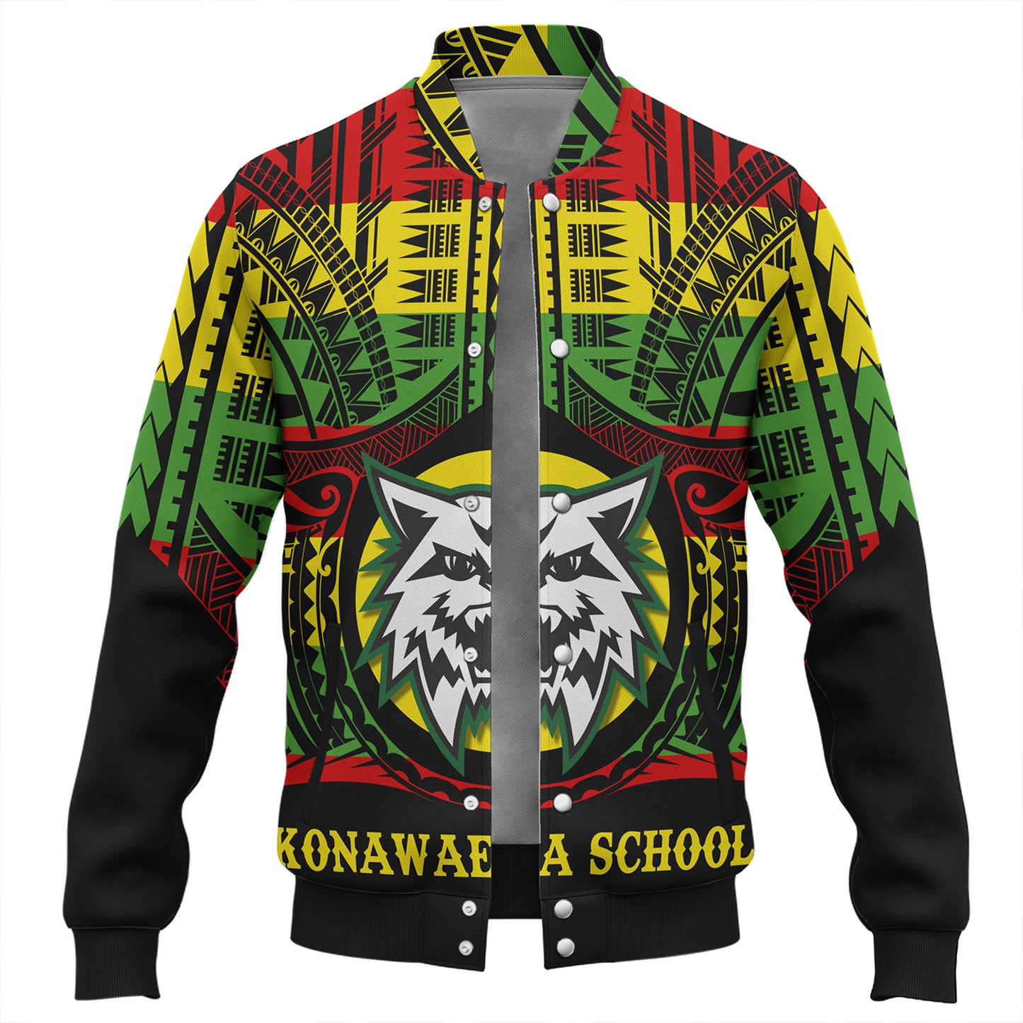 Hawaii Baseball Jacket Konawaena High School Reggae Color Polynesian