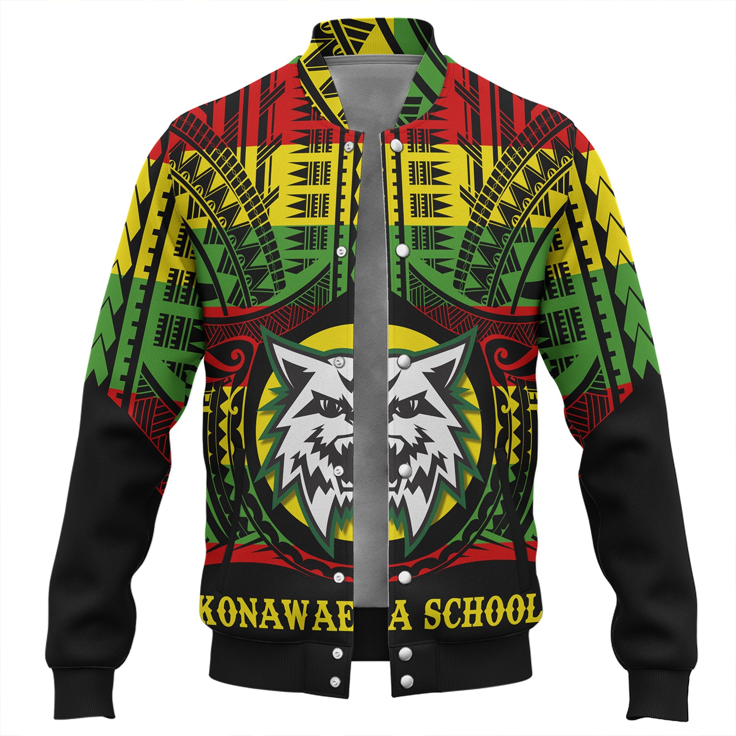 Hawaii Baseball Jacket Konawaena High School Reggae Color Polynesian