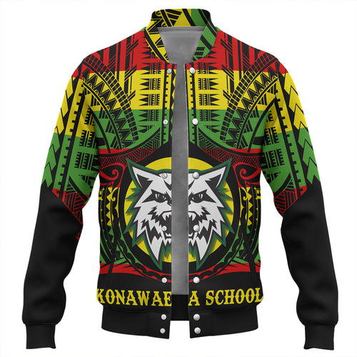 Hawaii Baseball Jacket Konawaena High School Reggae Color Polynesian