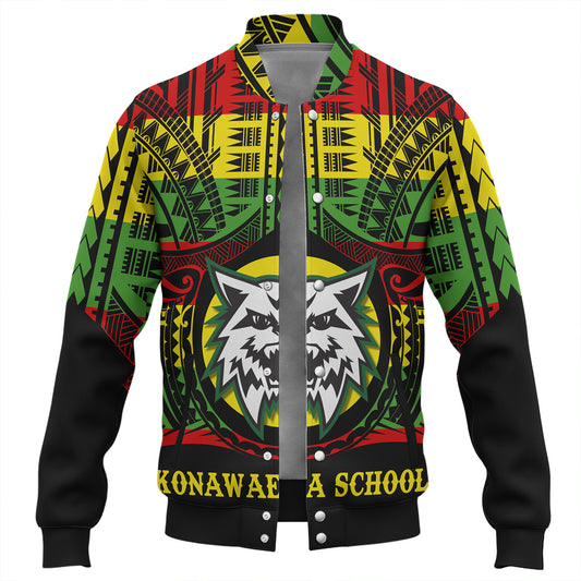 Hawaii Baseball Jacket Konawaena High School Reggae Color Polynesian