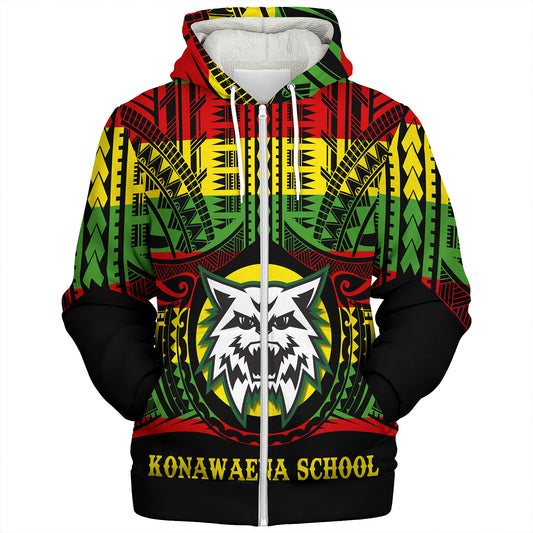Hawaii Sherpa Hoodie Konawaena High School Reggae Color Polynesian