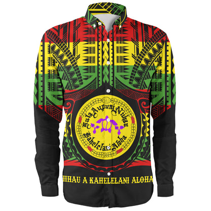 Hawaii Long Sleeve Shirt Kula Aupuni Niihau A Kahelelani Aloha Reggae Color Polynesian