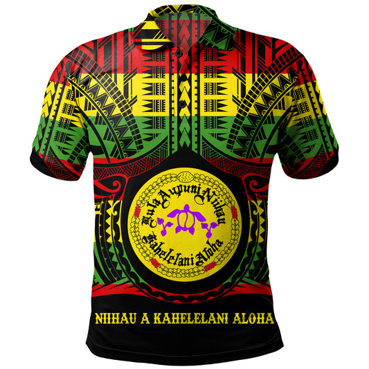 Hawaii Polo Shirt Kula Aupuni Niihau A Kahelelani Aloha Reggae Color Polynesian
