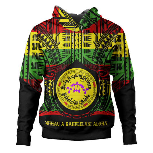 Hawaii Hoodie Kula Aupuni Niihau A Kahelelani Aloha Reggae Color Polynesian