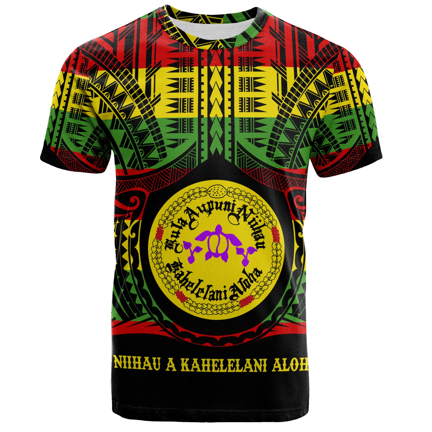 Hawaii T-Shirt Kula Aupuni Niihau A Kahelelani Aloha Reggae Color Polynesian