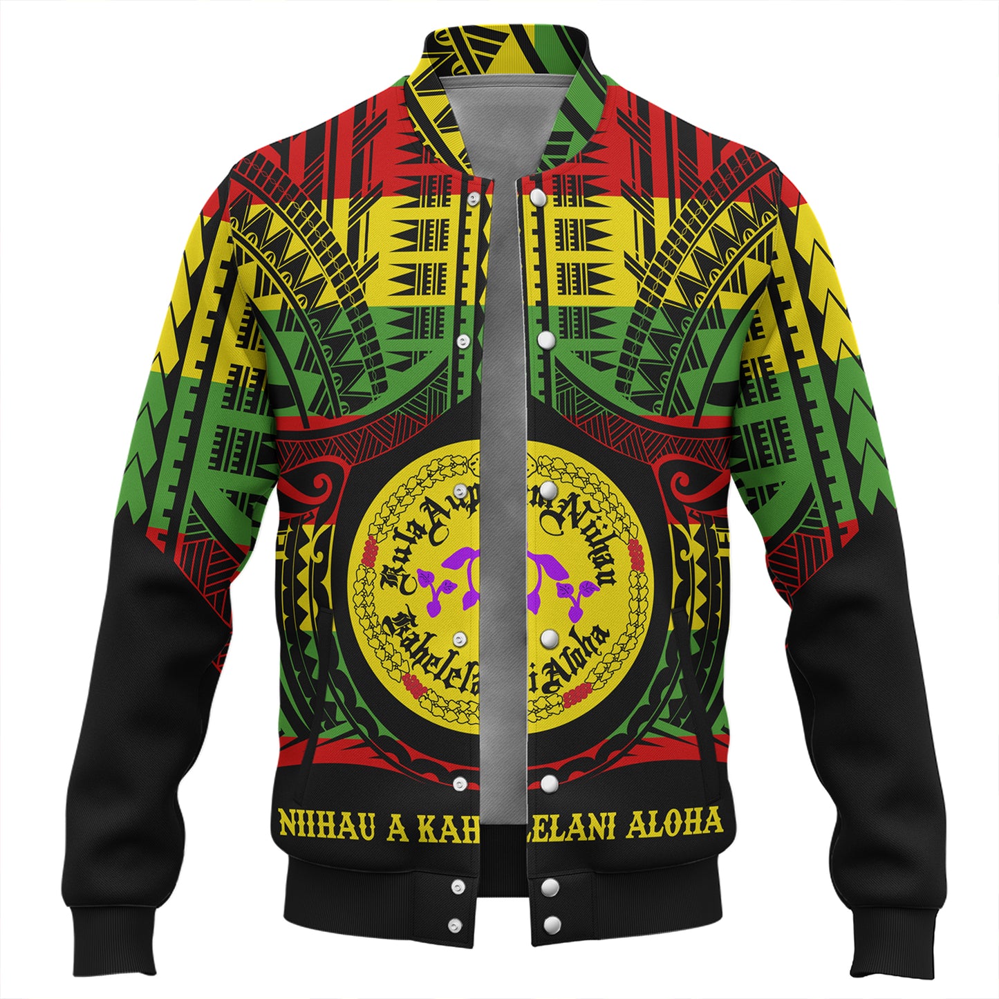 Hawaii Baseball Jacket Kula Aupuni Niihau A Kahelelani Aloha Reggae Color Polynesian