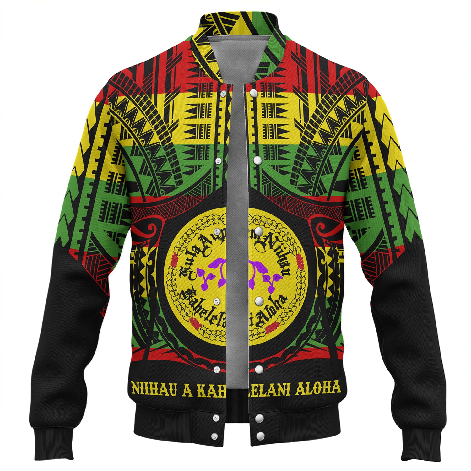 Hawaii Baseball Jacket Kula Aupuni Niihau A Kahelelani Aloha Reggae Color Polynesian