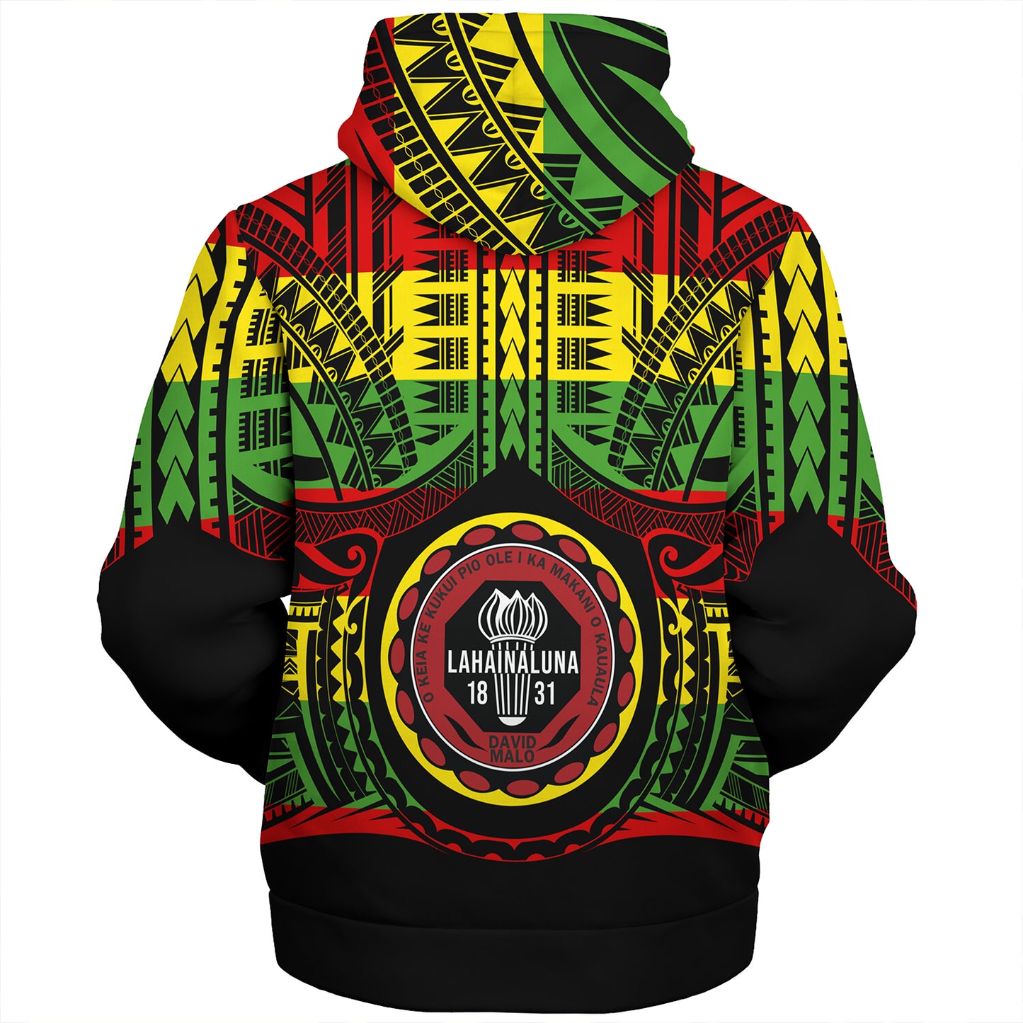 Hawaii Sherpa Hoodie Lahainaluna High School Reggae Color Polynesian