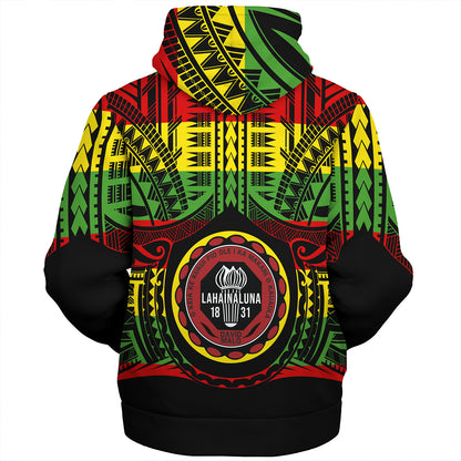Hawaii Sherpa Hoodie Lahainaluna High School Reggae Color Polynesian