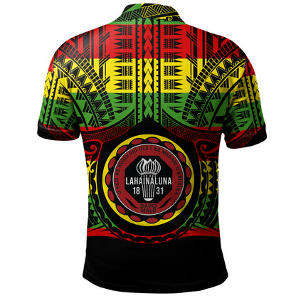 Hawaii Polo Shirt Lahainaluna High School Reggae Color Polynesian
