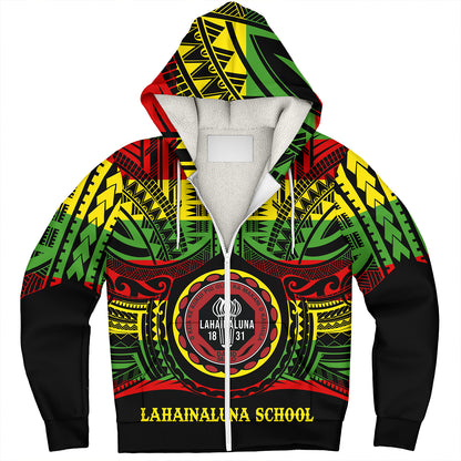 Hawaii Sherpa Hoodie Lahainaluna High School Reggae Color Polynesian